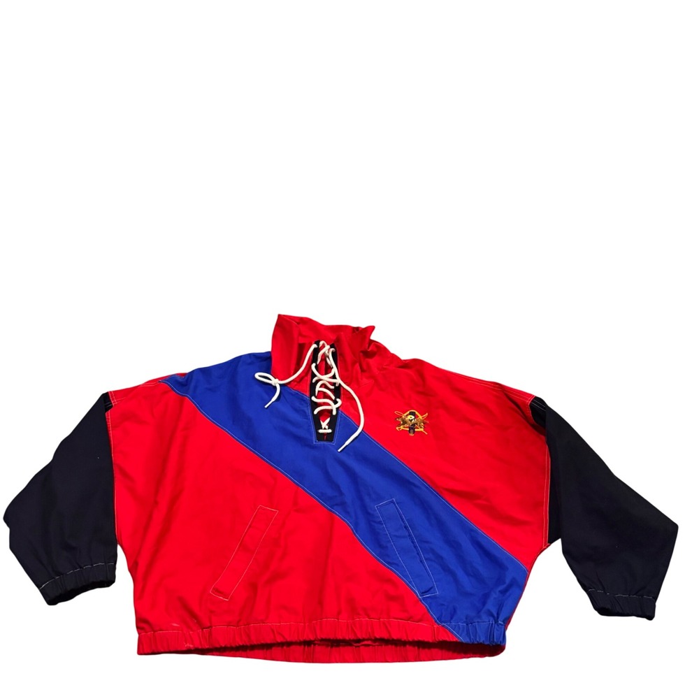 Polo Ralph Lauren Mens XL Colorblock Lace Up Windbreaker Jacket Triple Pony